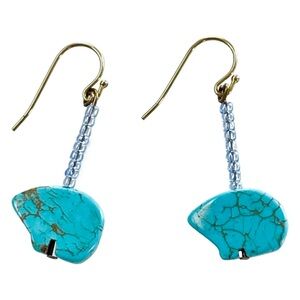 Genuine Turquoise Zuni Bear Fetish Handmade Earrings